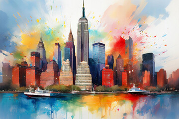 Obraz premium Watercolor view of New York, USA