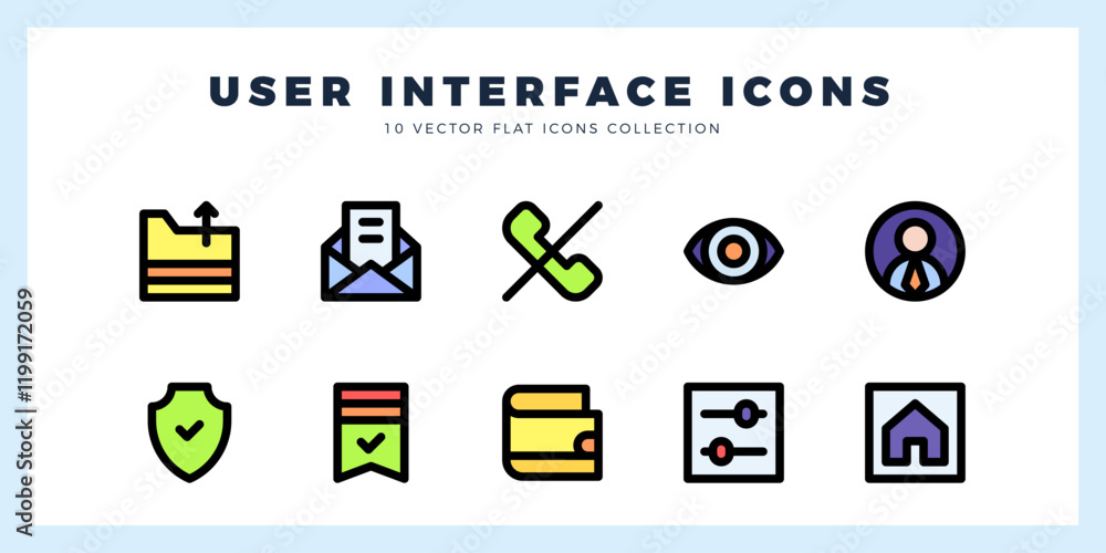 Poster 10 user interface lineal color icons pack. vector illustration.