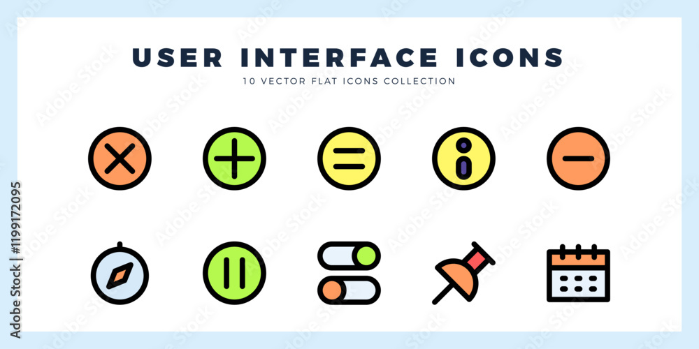 Poster 10 user interface lineal color icons pack. vector illustration.