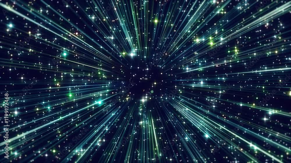Poster a radial ray pattern radiates from the center. alternating rays of different colors pulsate slightly