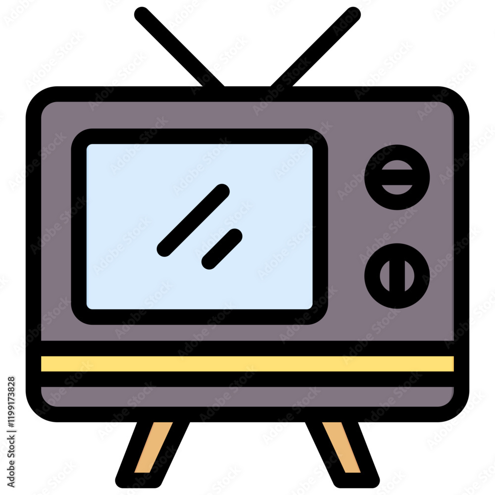 Poster old electronics outline color icon