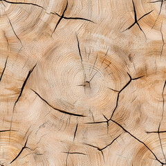 Fototapeta premium Natural wood texture with cracks and growth rings, showcasing organic patterns