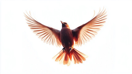 Obraz premium Bird soaring high with open wings depicted on a pristine white backdrop high quality ultra clear 