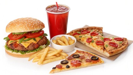 Multiple types of fast food.