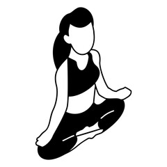 Lotus position or Padmasana isometric vector icon, beauty and personal care symbol, cosmetic dermatology sign, body aesthetics stock illustration, Female Yogi concept