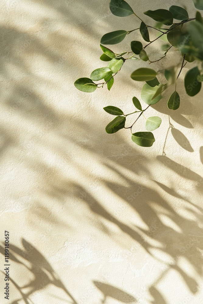 Poster a minimalist background showcases a smooth stone texture in beige tones, with gentle shadows of gree