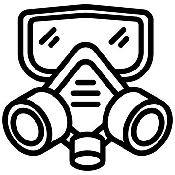 black outline gas mask icon clip art preview