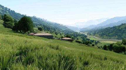 Fototapeta premium Peaceful Rural Valley Landscape