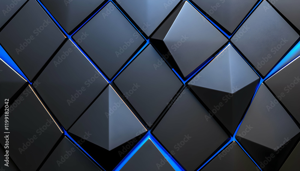 Poster abstract dark geometric pattern background with black and blue diamond shapes. perfect for modern de