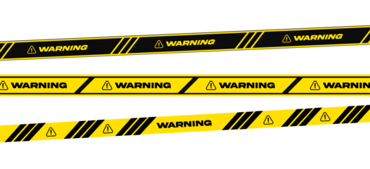 Warning danger signs post or banner with yellow and black colour for police, accident, under construction, website. Vector danger sign. Warning tape set with black and yellow ribbons.