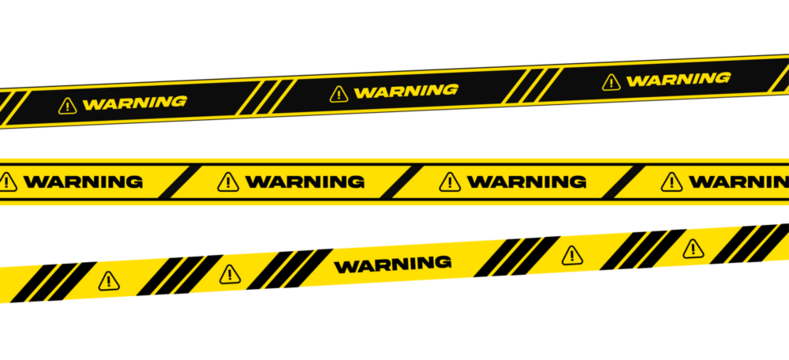 Warning danger signs post or banner with yellow and black colour for police, accident, under construction, website. Vector danger sign. Warning tape set with black and yellow ribbons.