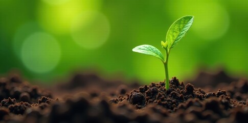 Vibrant green coffee seedlings sprout, lush growth , spring, background, agriculture