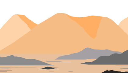landscape of mountain and sea illustration