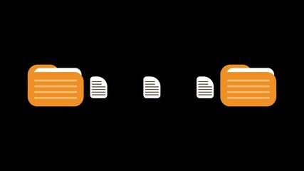 Two folders file transfer animation seamless loop. Suitable for business, data management, transfer, and document related concepts.