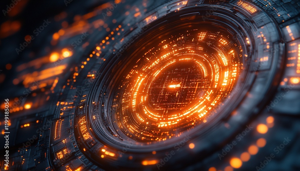 Poster spaceship engine core powering up in dark space