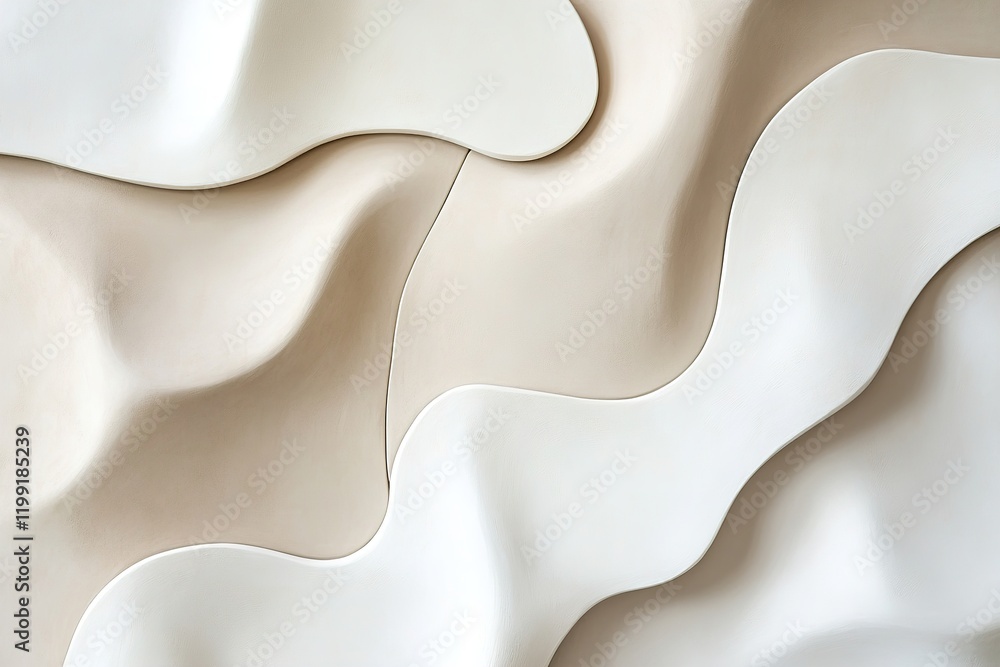 Poster soft, curved clay shapes in soothing neutral tones create a serene design environment. the smooth ba