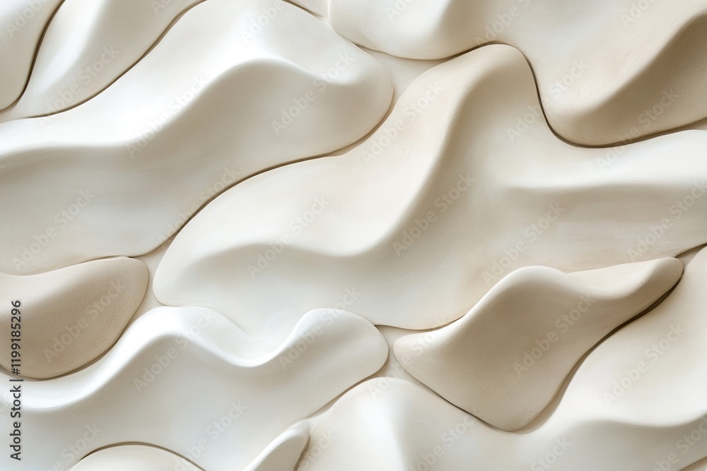 Poster soft, curved clay shapes in shades of white, beige, and taupe create a tranquil backdrop. shadows ad
