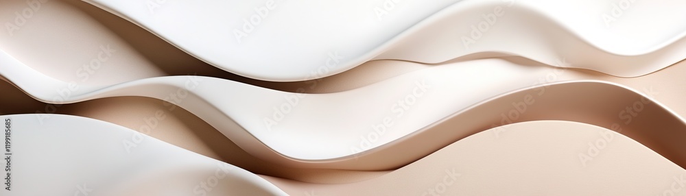 Poster soft, curved clay shapes in white, beige, and taupe create a calming abstract background with gentle