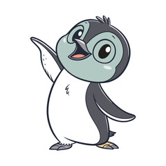 Hand Drawing Cartoon Cute Penguin Illustration in flat style