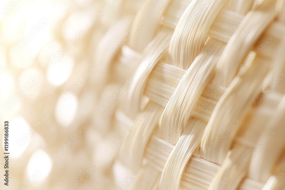 Poster soft light reflects off the woven rattan texture, creating a stylish and organic background in light