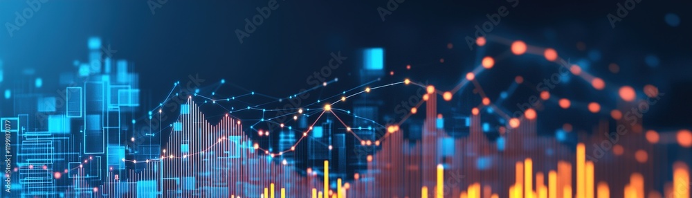 Poster a blueprint for real estate development features a sleek modern design overlaid with financial graph