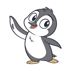 Hand Drawing Cartoon Cute Penguin Illustration in flat style
