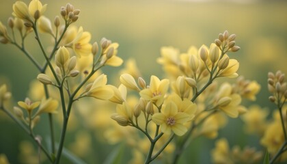 Golden meadow plants glowing in soft sunlight.