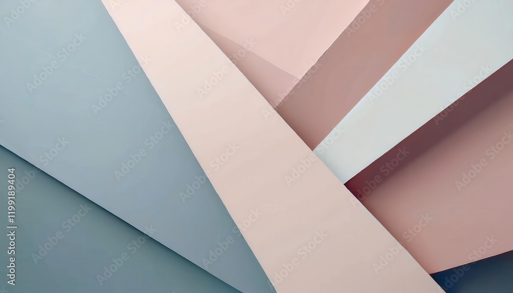 Poster abstract pastel geometric composition with soft curves and angular shapes in muted blue and beige to