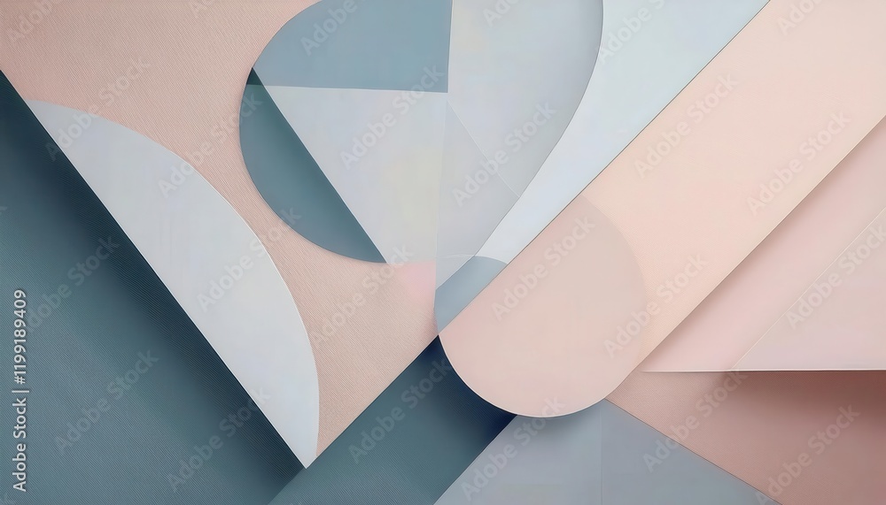 Aufkleber abstract pastel geometric composition with soft curves and angular shapes in muted blue and beige to