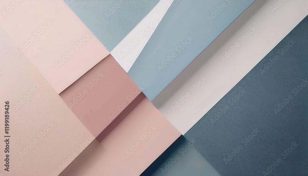 Poster abstract pastel geometric composition with soft curves and angular shapes in muted blue and beige tones, ideal for minimal decor or branding