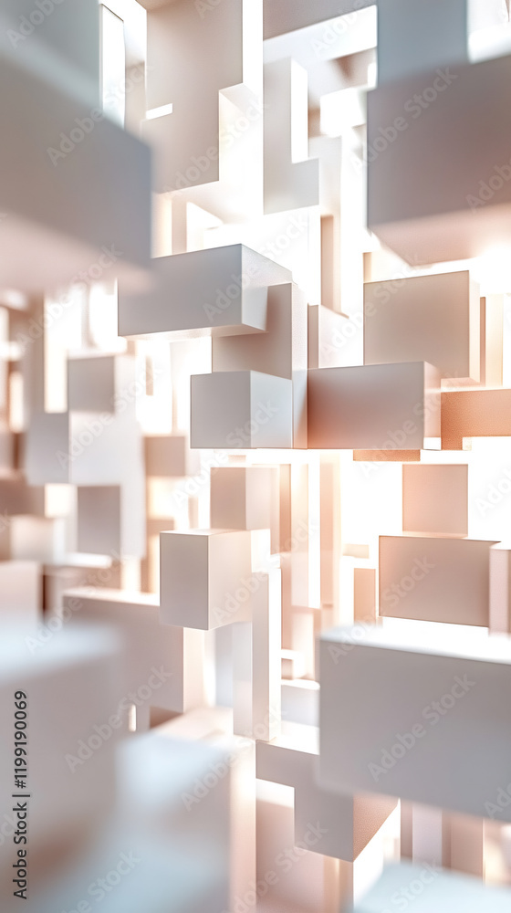 Aufkleber geometric white prisms intersecting, creating luminous architectural pattern