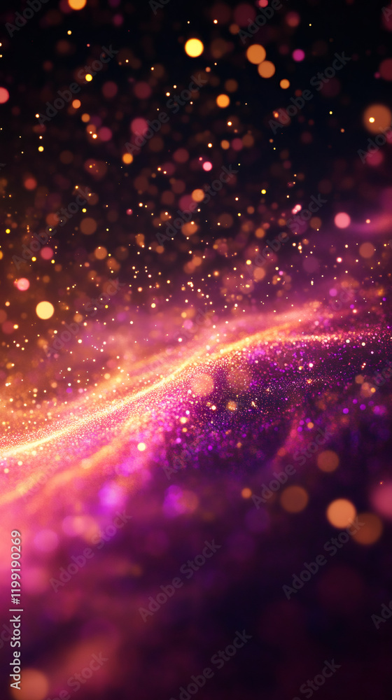 Fototapete luminescent particles swirling dynamically, generating ethereal motion with vibrant glowing energy a
