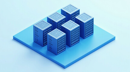 Obraz premium Isometric Data Center with Server Racks