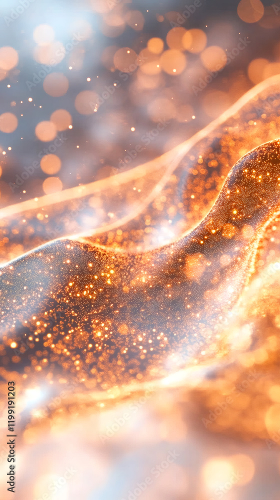 Leinwandbilder abstract background with golden particles flowing and glowing, creating a mesmerizing wavy motion
