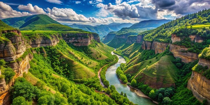 Martvili Canyon Georgia Panoramic Landscape Abasha River Inchkhuri Natural Monument