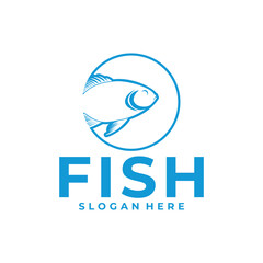 Fish line art logo vector template