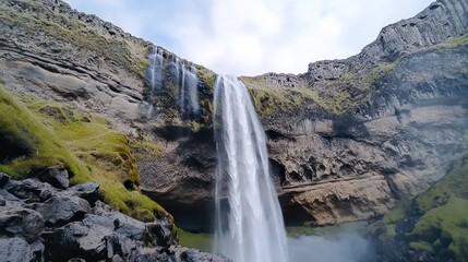 Majestic Waterfall cascading down rocky cliffs