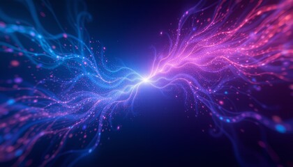 Fototapeta premium Abstract glowing pink and blue light waves