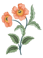 Beautiful flowers bouquet. Isolated realistic pink petals, blossom, branches, leaves vector set. Design spring tree illustration