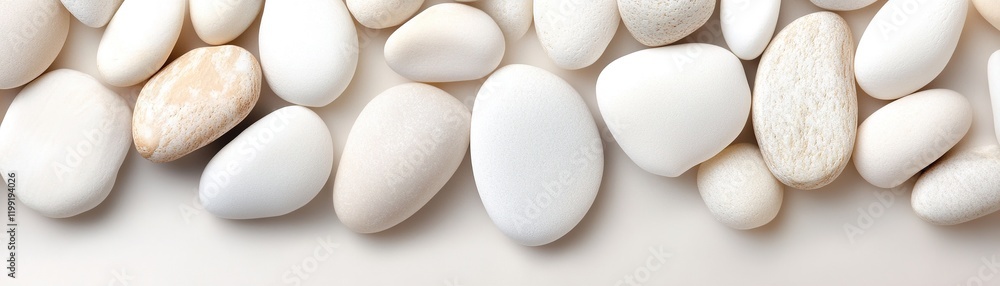 Poster smooth white and beige pebbles create a calming atmosphere on a matte beige surface. soft natural li