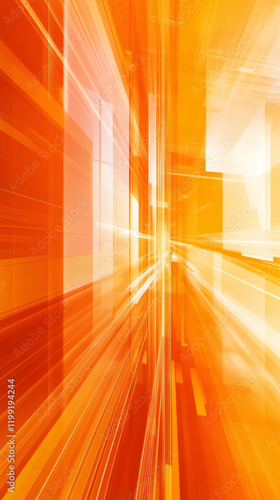 Poster orange light trails background representing speed and technology, perfect for websites, presentation