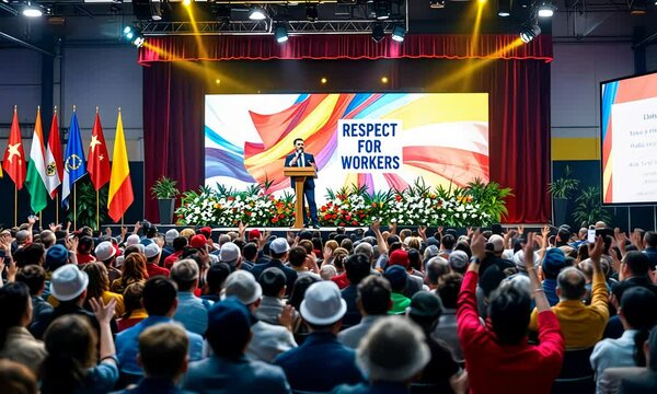 Inspiring Conference: Keynote Speaker Addresses a Diverse Audience on Stage