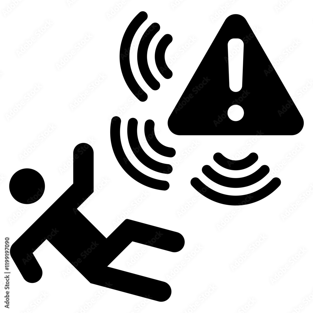 Poster fall detection system glyph icon