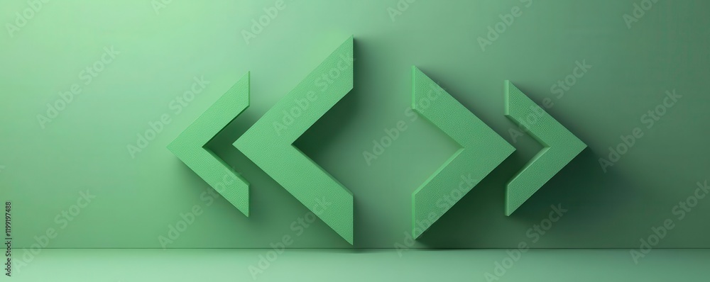 Poster a minimalistic green background features stylized arrows pointing in opposite directions, creating a