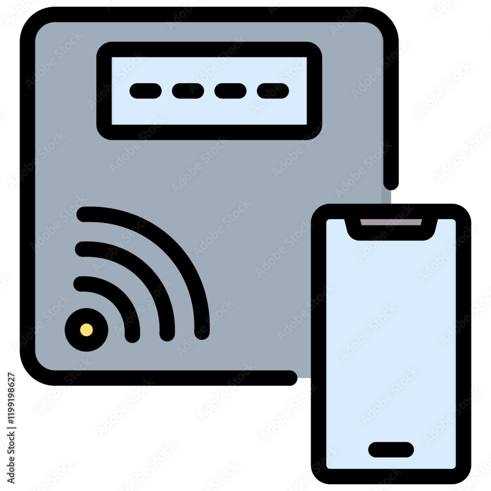 Poster smart scale outline color icon