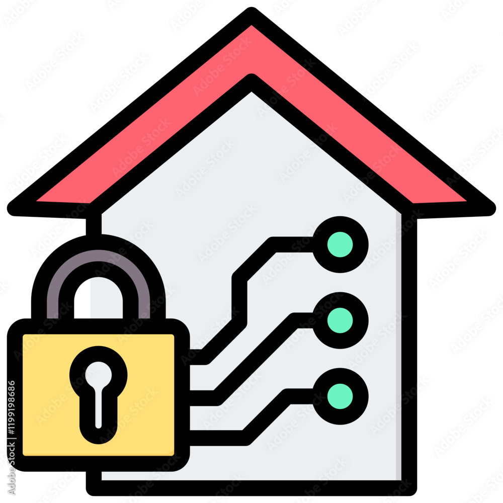 Poster smart lock outline color icon