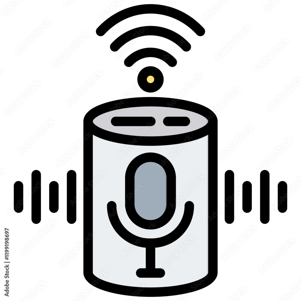 Poster voice control assistant outline color icon