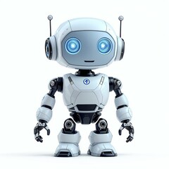 Small Funny AI Robot Against a White Background