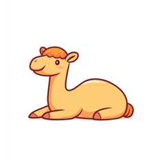 Cute camel resting, desert background, illustration, kids book