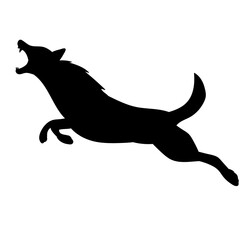 wolf jumping black silhouette vector